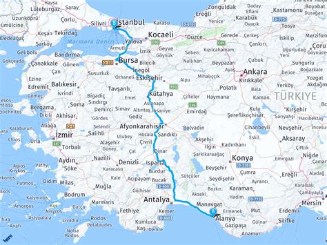 istanbul alanya kaç km dir